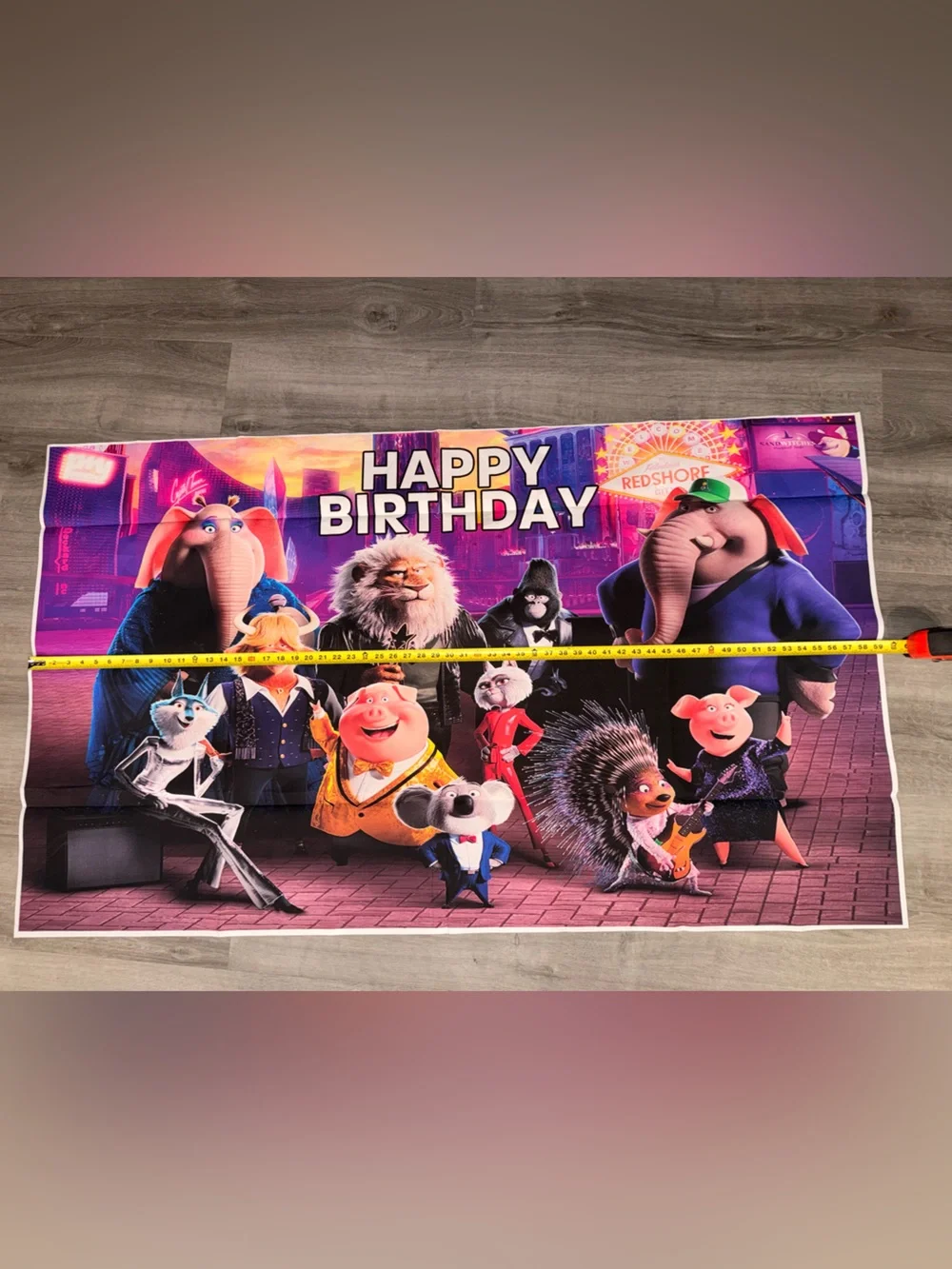 Sing 2 the Movie Happy Birthday Banner Sizing ~ 3 x 5